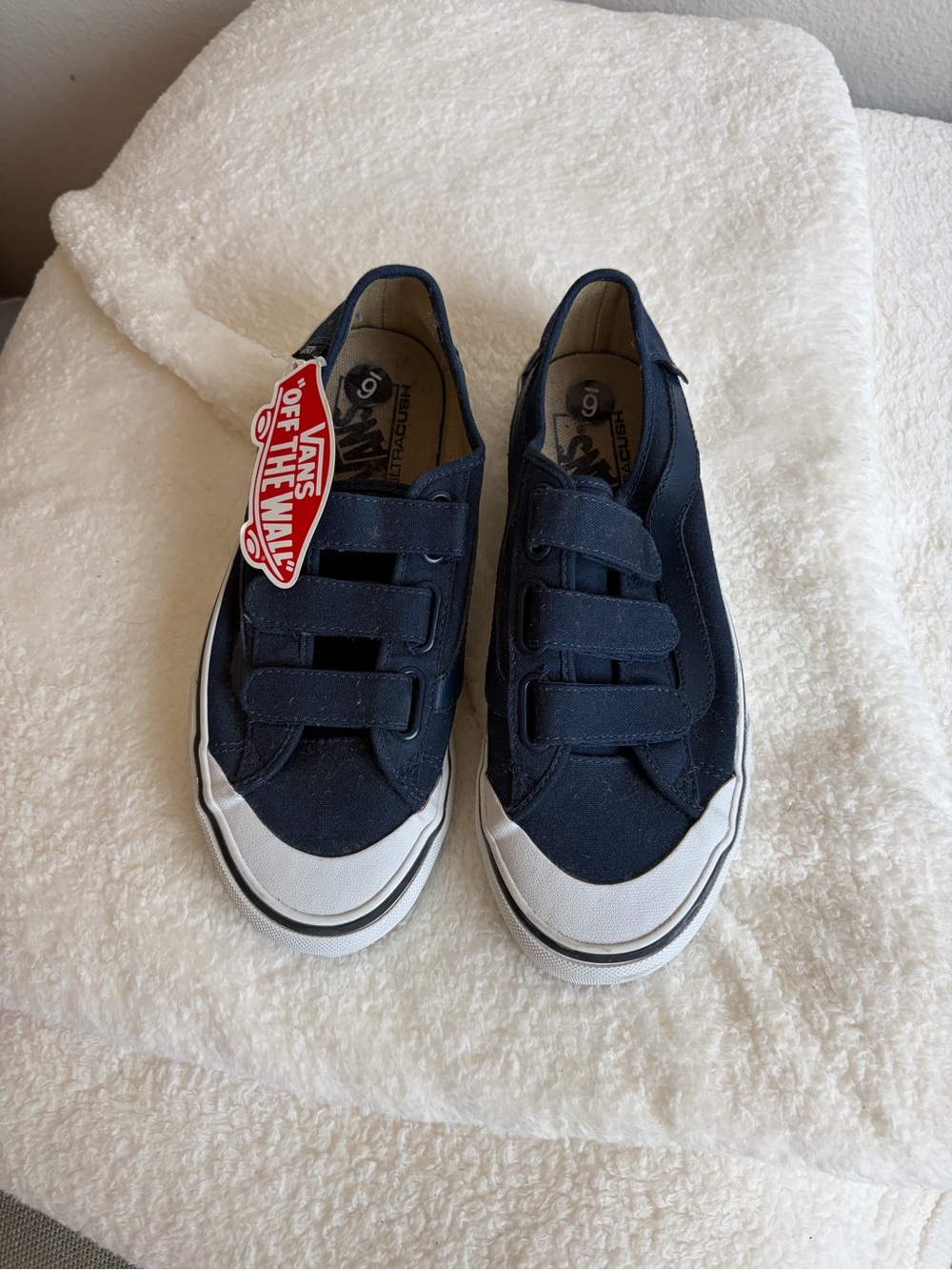 Vans Navy Canvas Triple Velcro Low-Top Sneakers